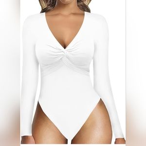 Women V Neck bodysuit Long Sleeve